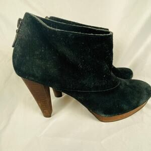 Cole Haan Black‎ Suede Heeled Booties Size 7.5